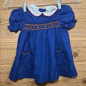 Polly Flinders 2T Smocked Navy/Red dress